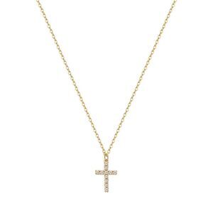 18K Gold Plated Cubic Zirconia Women's Cross Necklace Hypoallergenic Waterproof